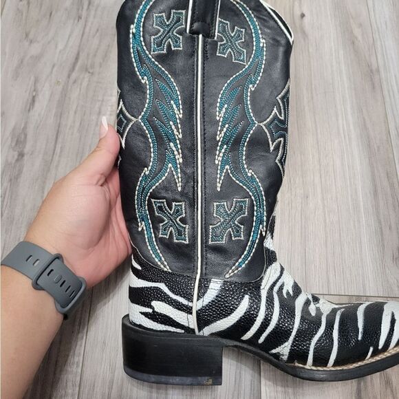 Nocona ladies safari rancher boots white tiger ray foot sz 5 can fit 5 1/2 - Picture 8 of 17